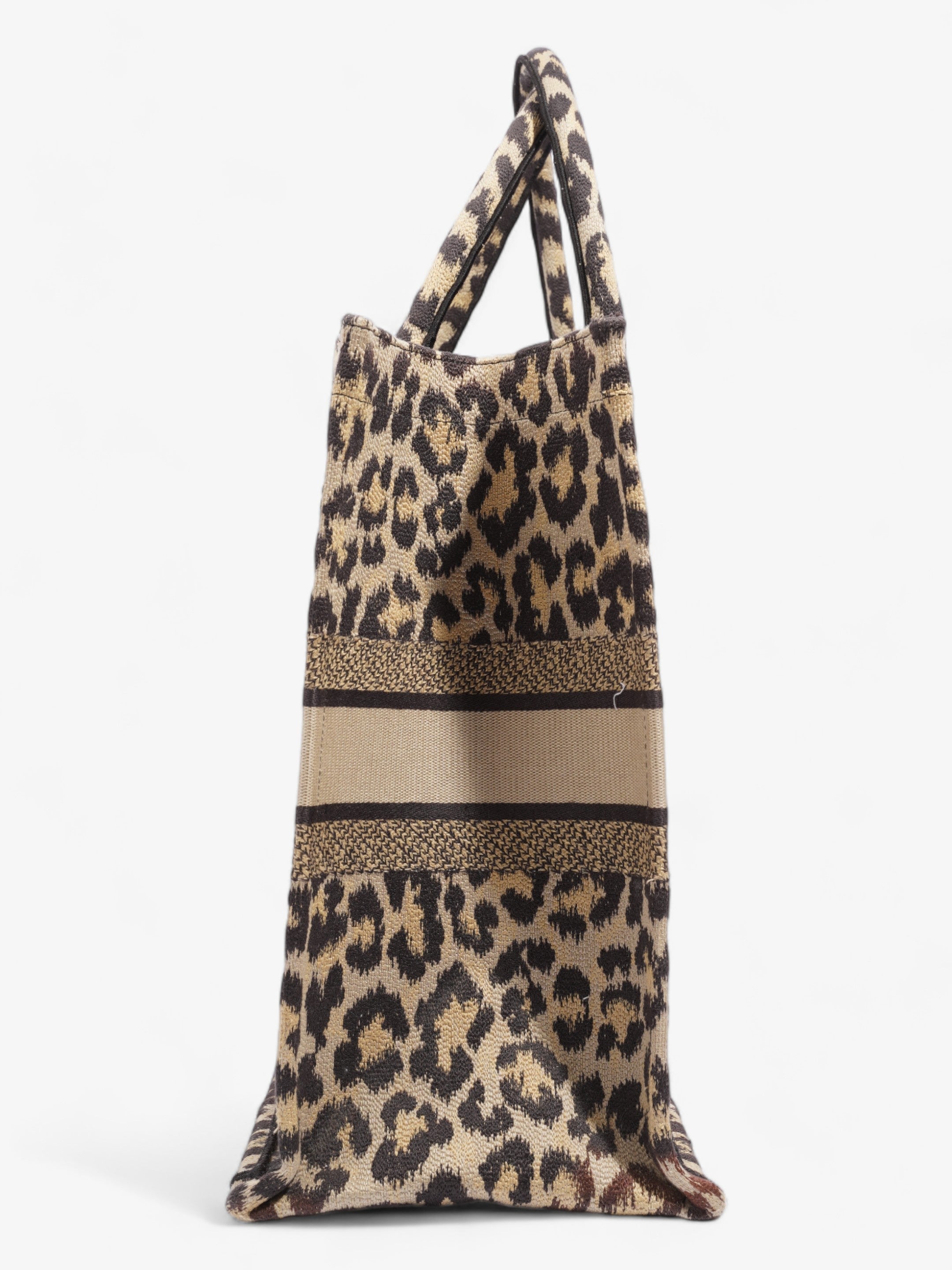 Christian Dior Book Tote Leopard Print Canvas Large