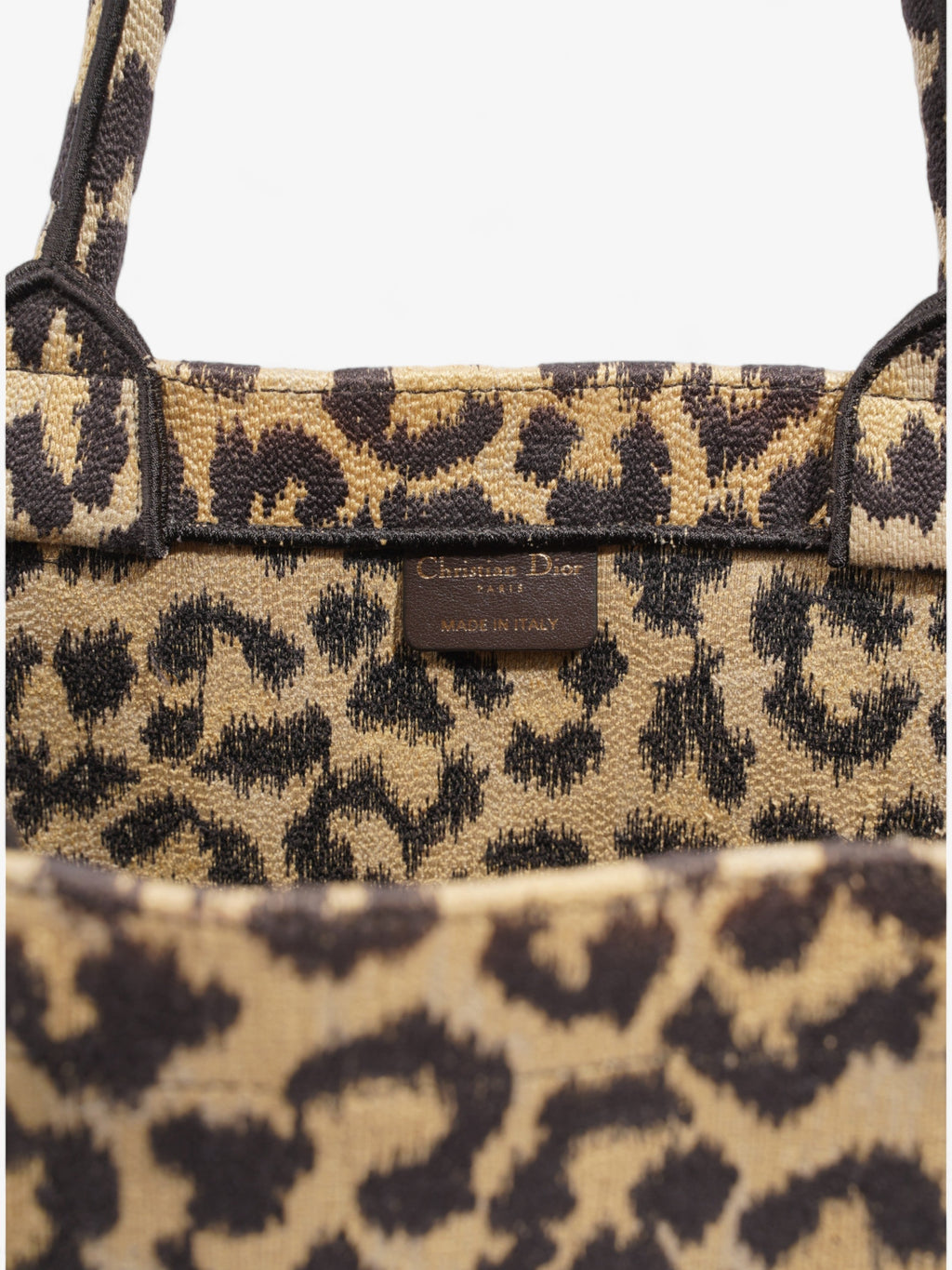 Christian Dior Book Tote Leopard Print Canvas Large