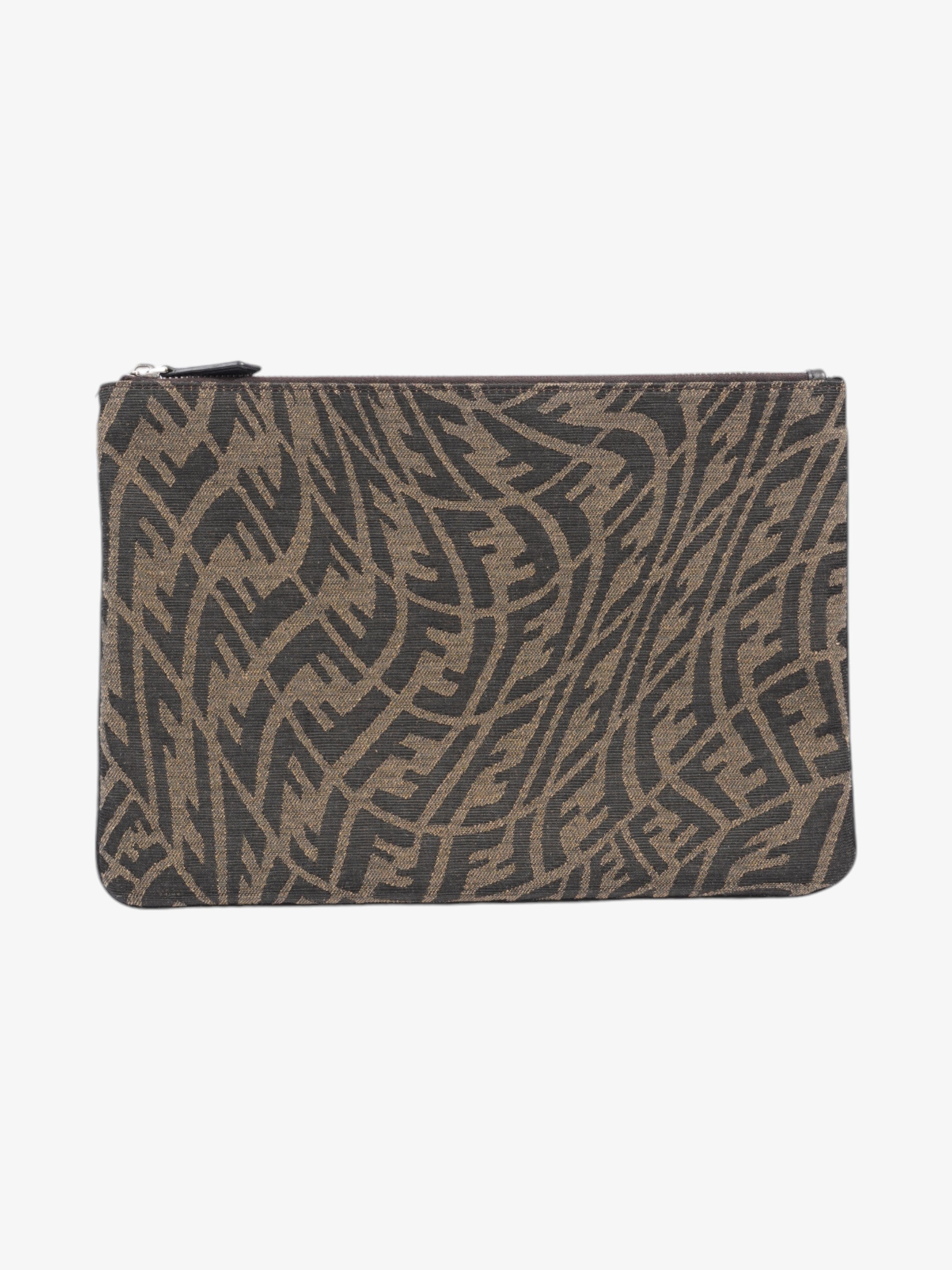 Fendi FF Vertigo Pouch Black / Tobacco Canvas