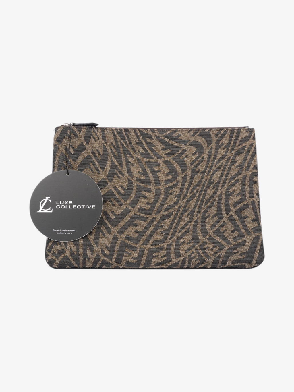 Fendi FF Vertigo Pouch Black / Tobacco Canvas