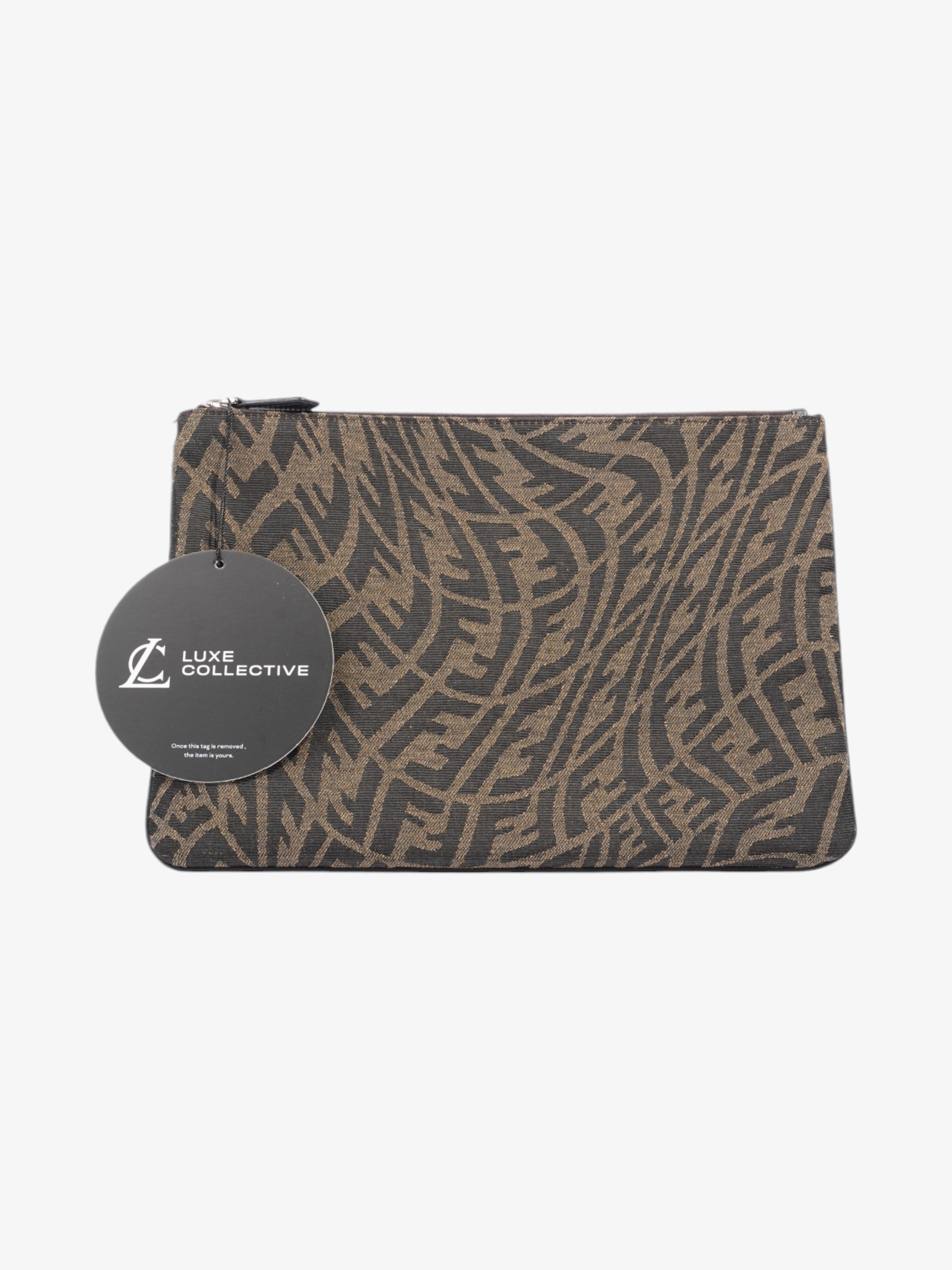 Fendi FF Vertigo Pouch Black / Tobacco Canvas