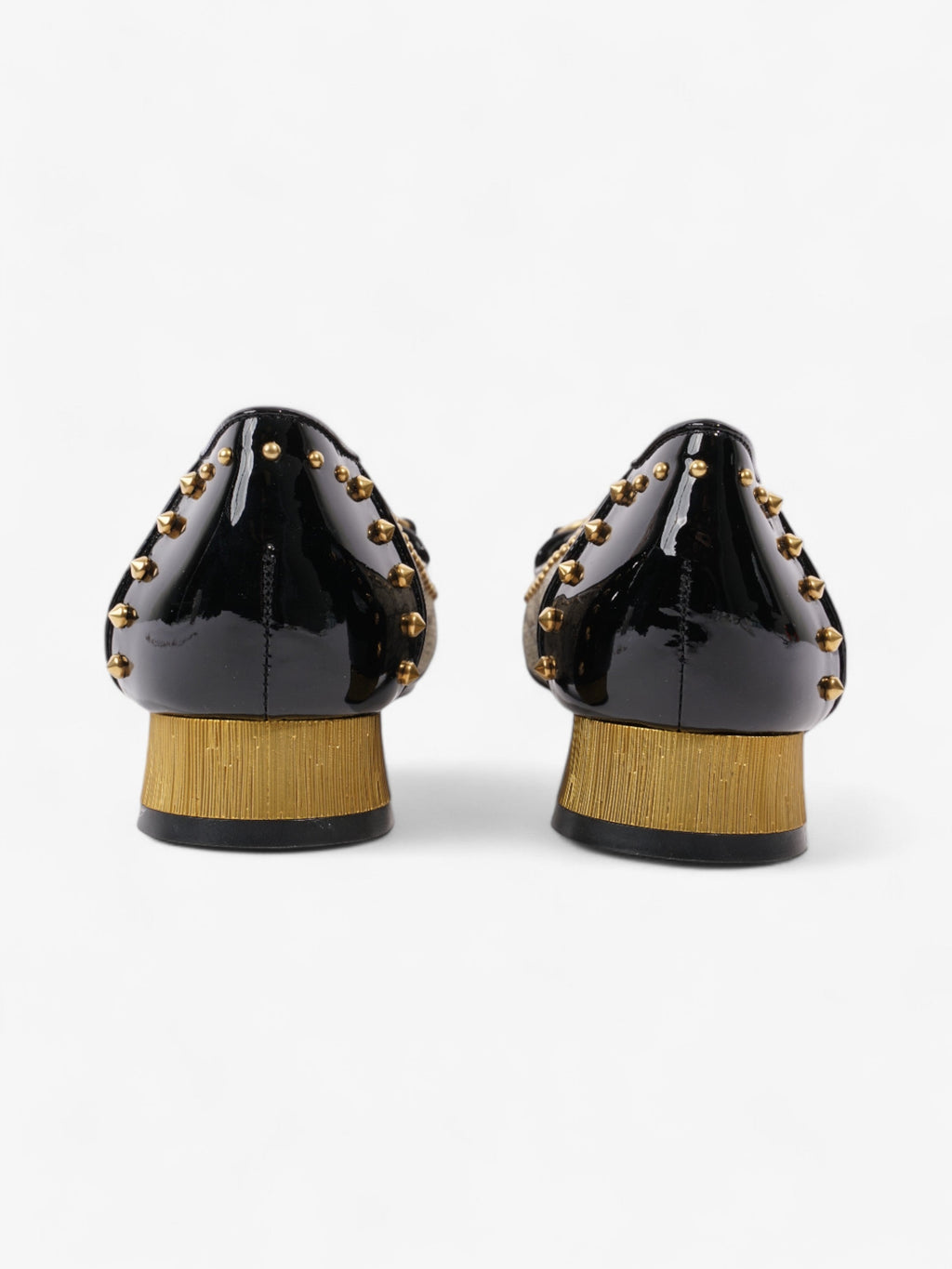 Gucci Horsebit Platform Pump 25 Beige  / Black / Gold Coated Canvas EU 37.5 UK 4.5