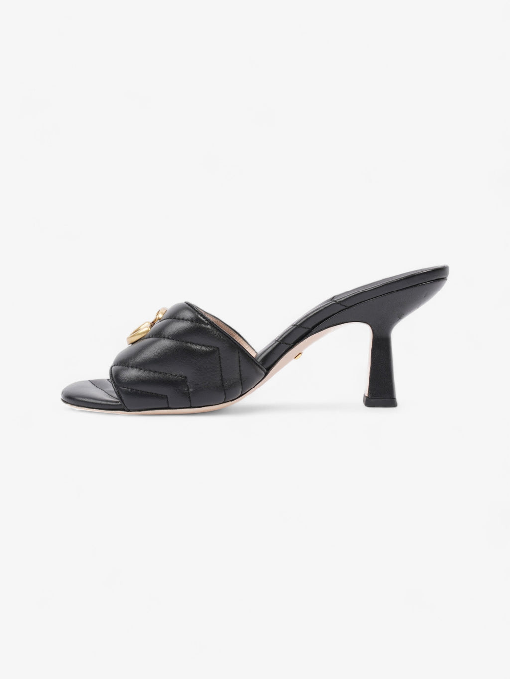 Gucci GG Marmont Mules 75mm Black / Gold Matelasse Leather EU 38 UK 5
