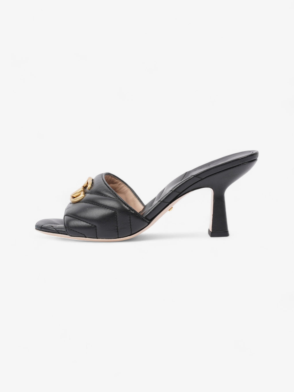 Gucci GG Marmont Mules 75mm Black / Gold Matelasse Leather EU 38 UK 5