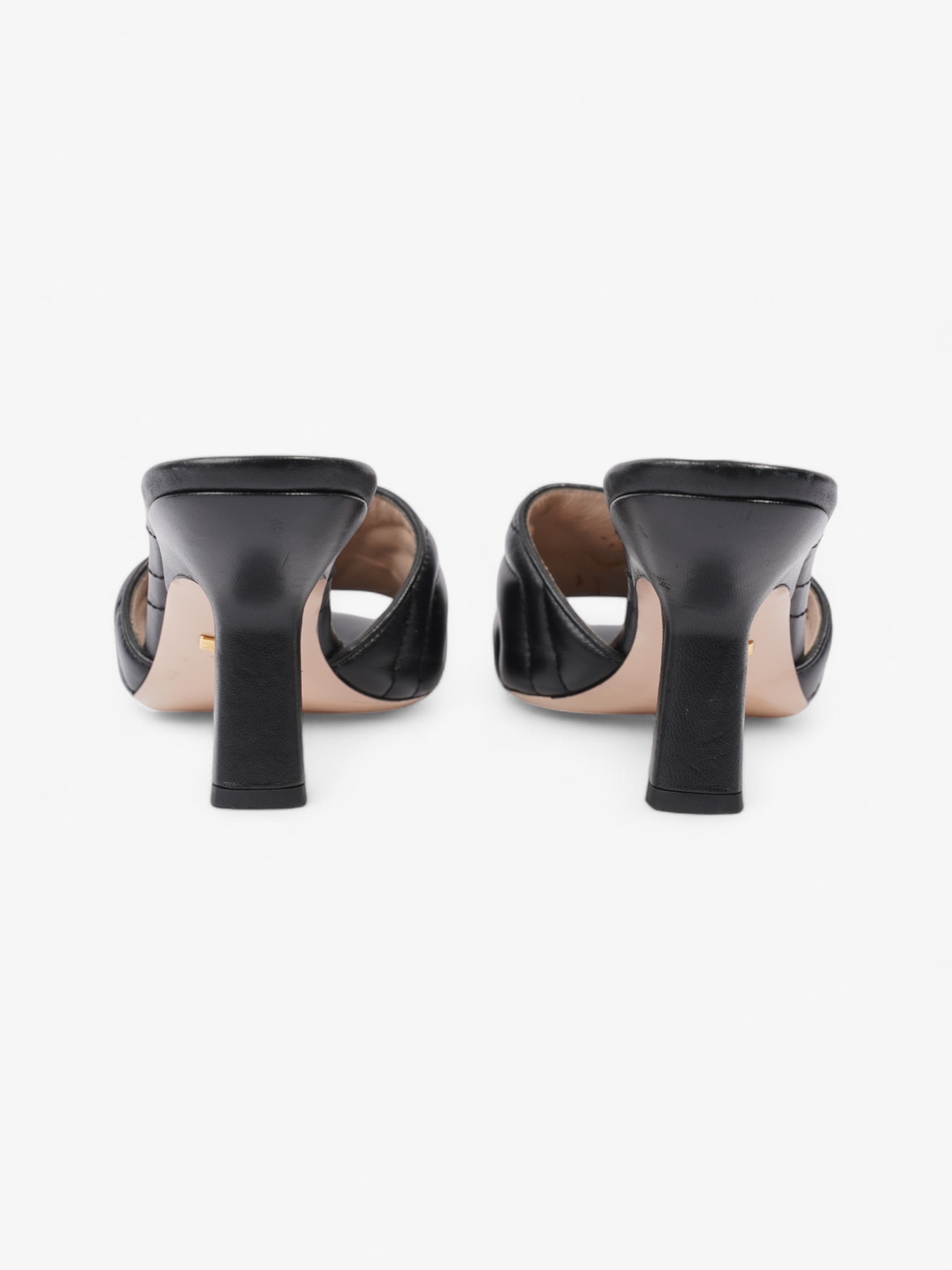 Gucci GG Marmont Mules 75mm Black / Gold Matelasse Leather EU 38 UK 5