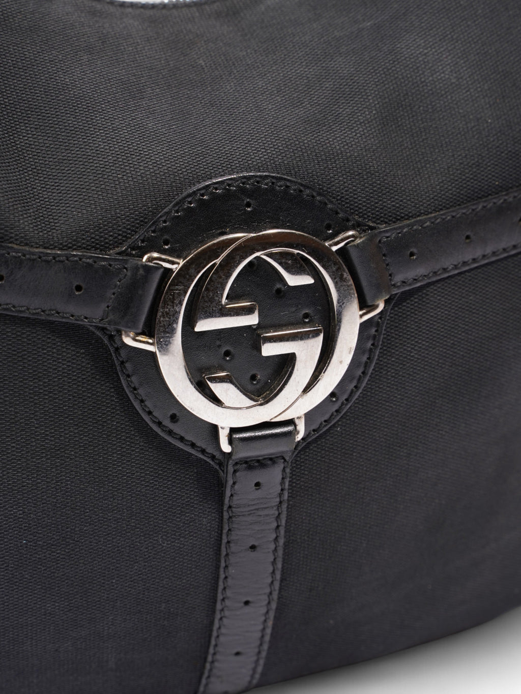 Gucci Reins Hobo Black Canvas