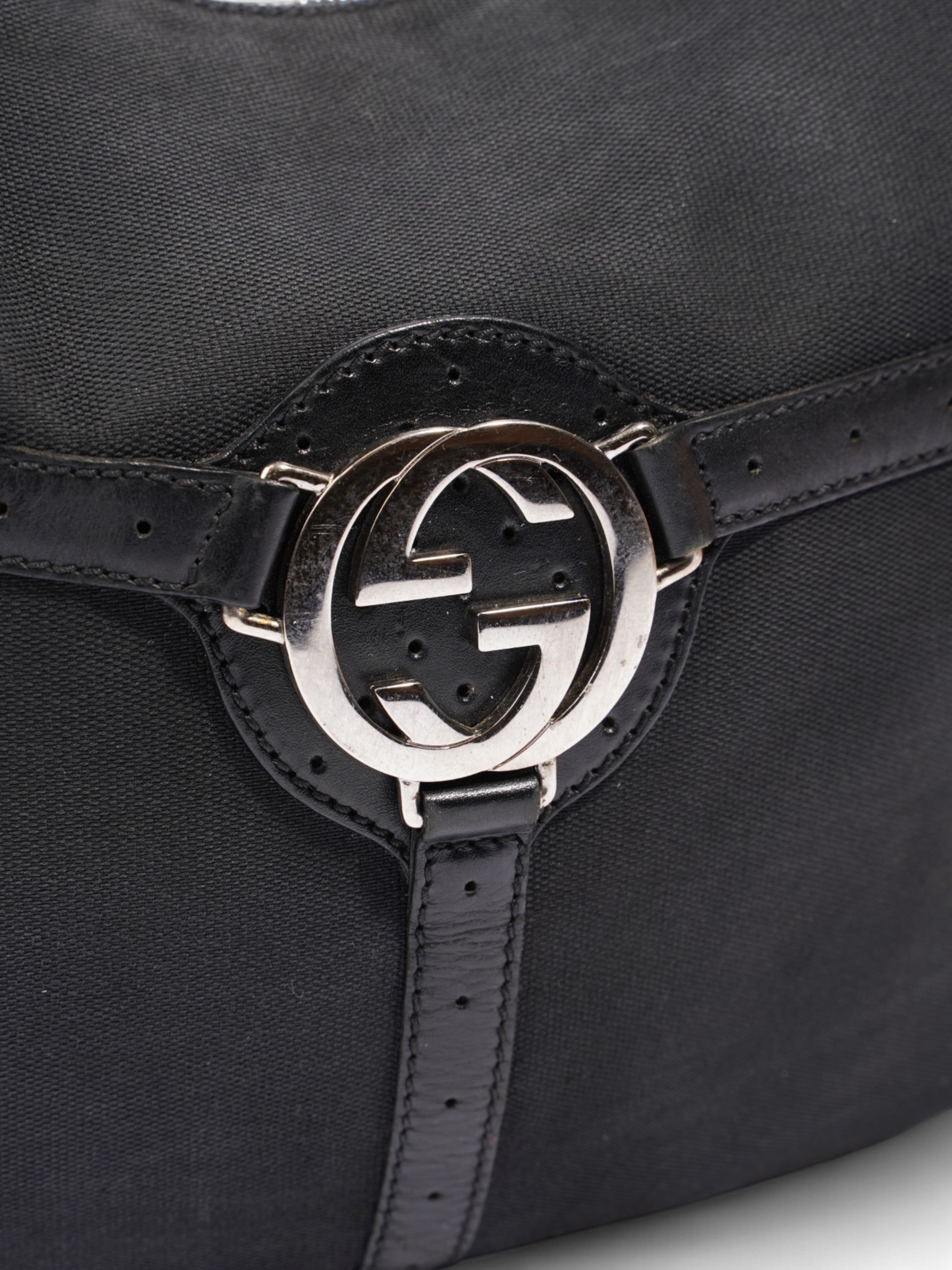 Gucci Reins Hobo Black Canvas