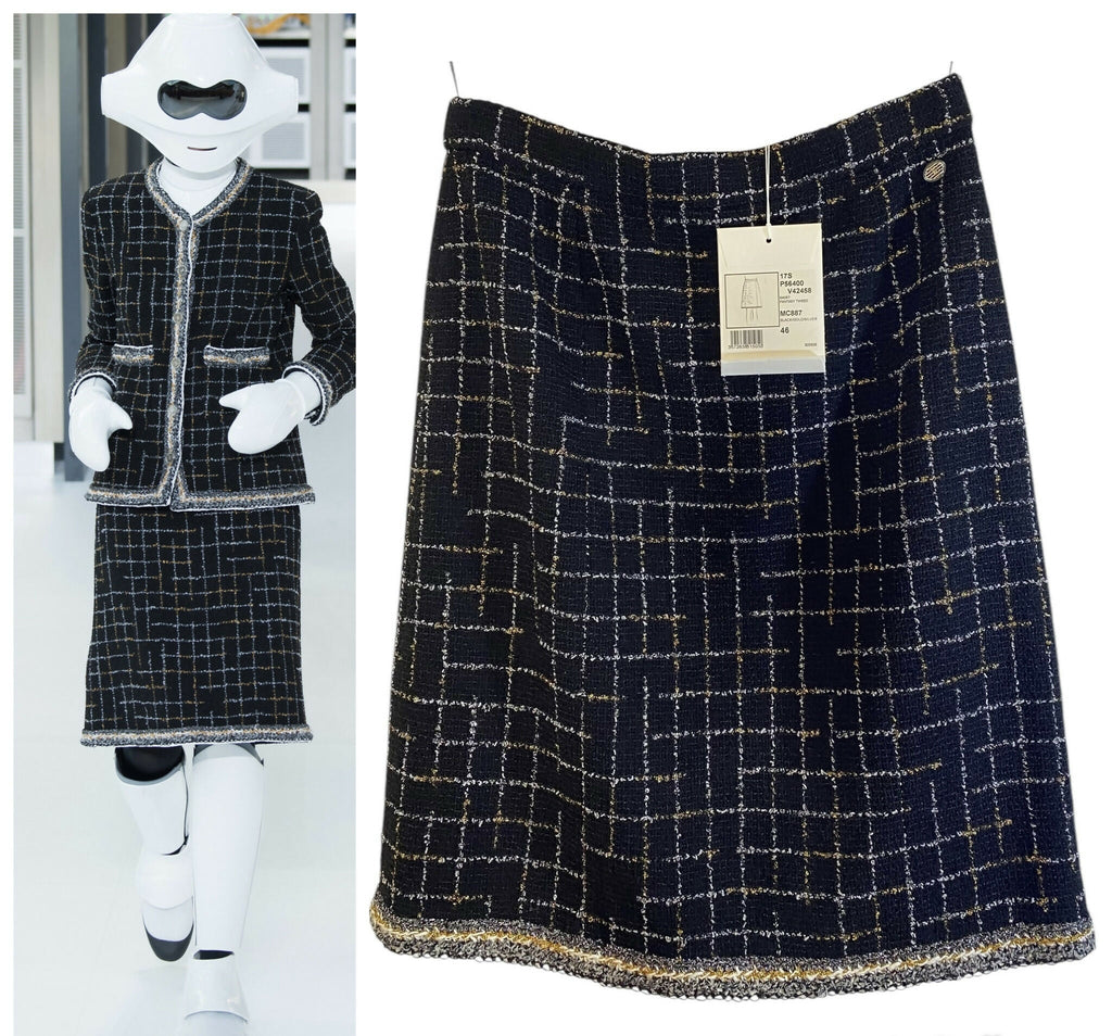 NEW W TAGS CHANEL 17S FANTASY TWEED 'ROBOT' SKIRT FR 46