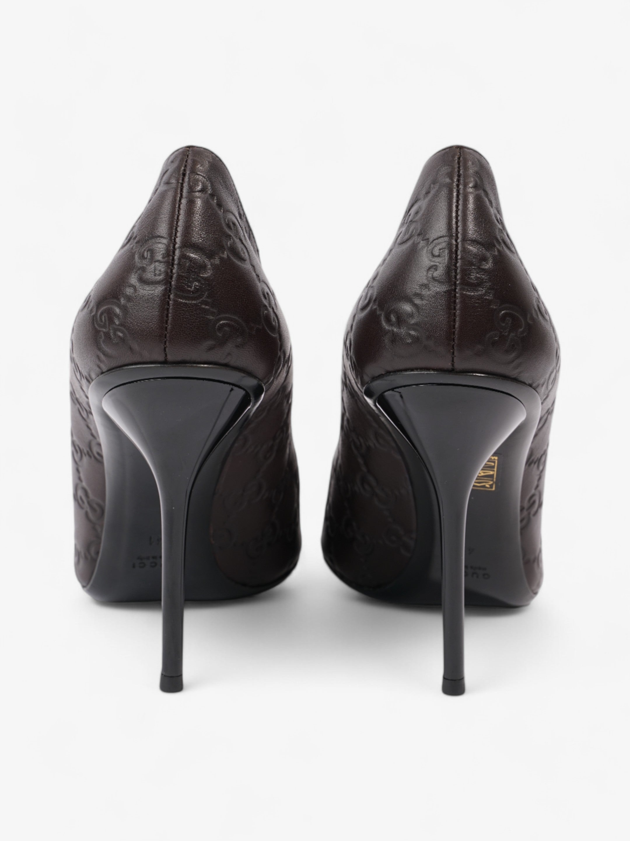 Gucci GG Embossed Heels 110 Brown Embossed Leather EU 41 UK 8