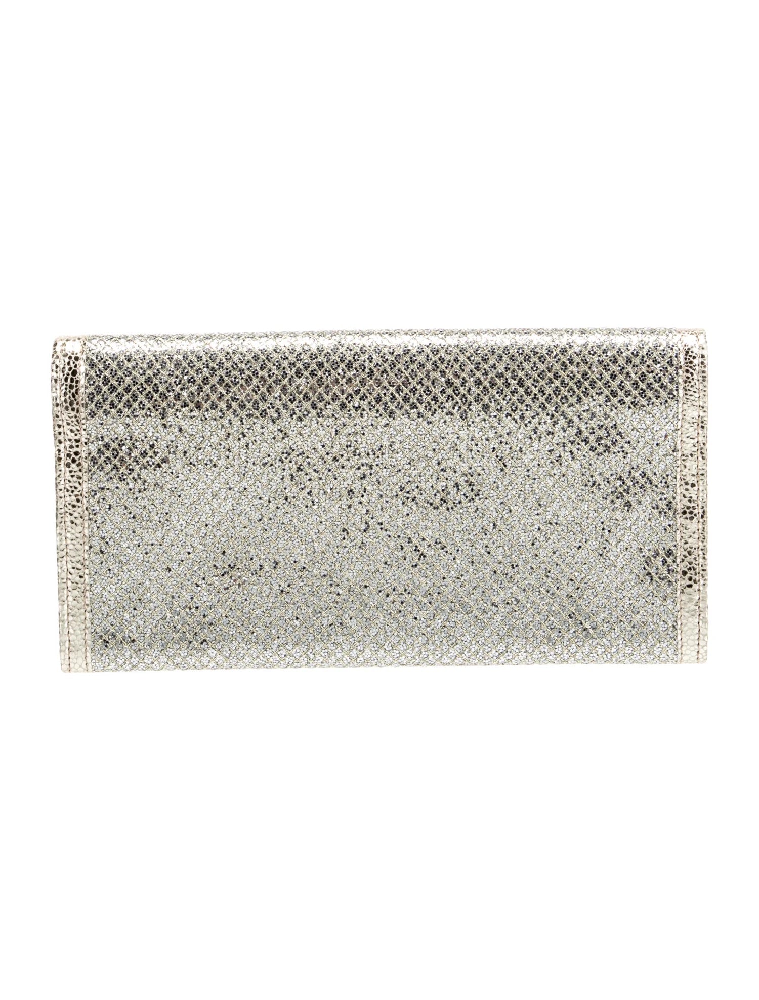 JIMMY CHOO REESE METALLIC GLITTER CLUTCH BAG