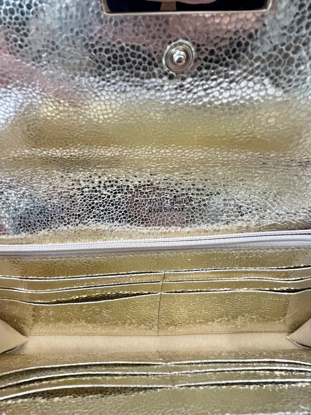 JIMMY CHOO REESE METALLIC GLITTER CLUTCH BAG