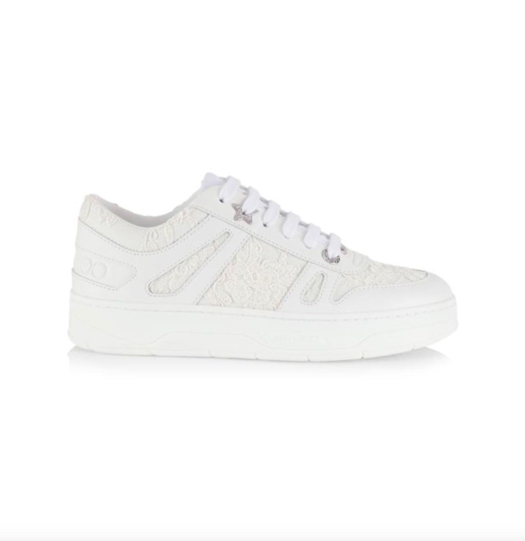 JIMMY CHOO HAWAII F LOW TOP CALFSKIN LEATHER TRAINERS