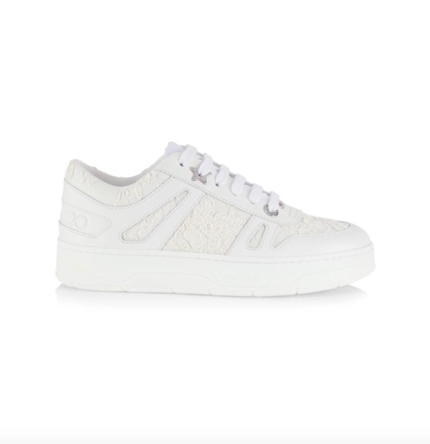 JIMMY CHOO HAWAII F LOW TOP CALFSKIN LEATHER TRAINERS