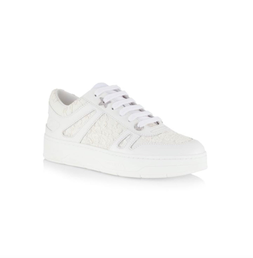 JIMMY CHOO HAWAII F LOW TOP CALFSKIN LEATHER TRAINERS