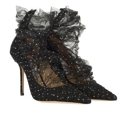 JIMMY CHOO LAVISH 100 TULLE POINTED TOE PUMPS