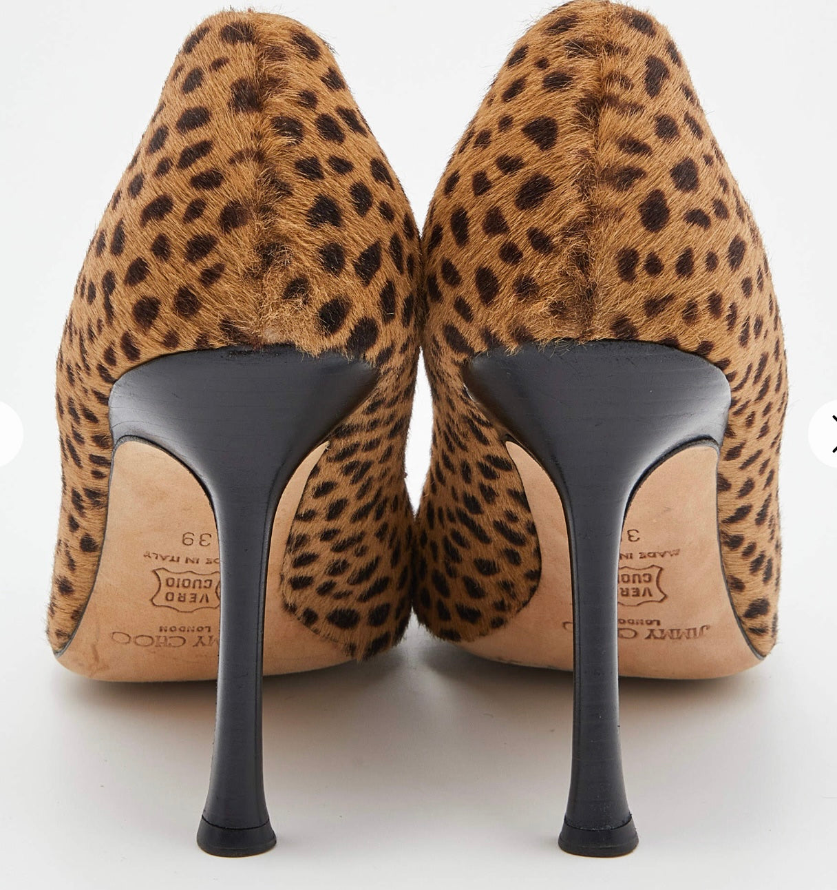 JIMMY CHOO LEOPARD PRINT CALFHAIR POINTED TOE PUMPS