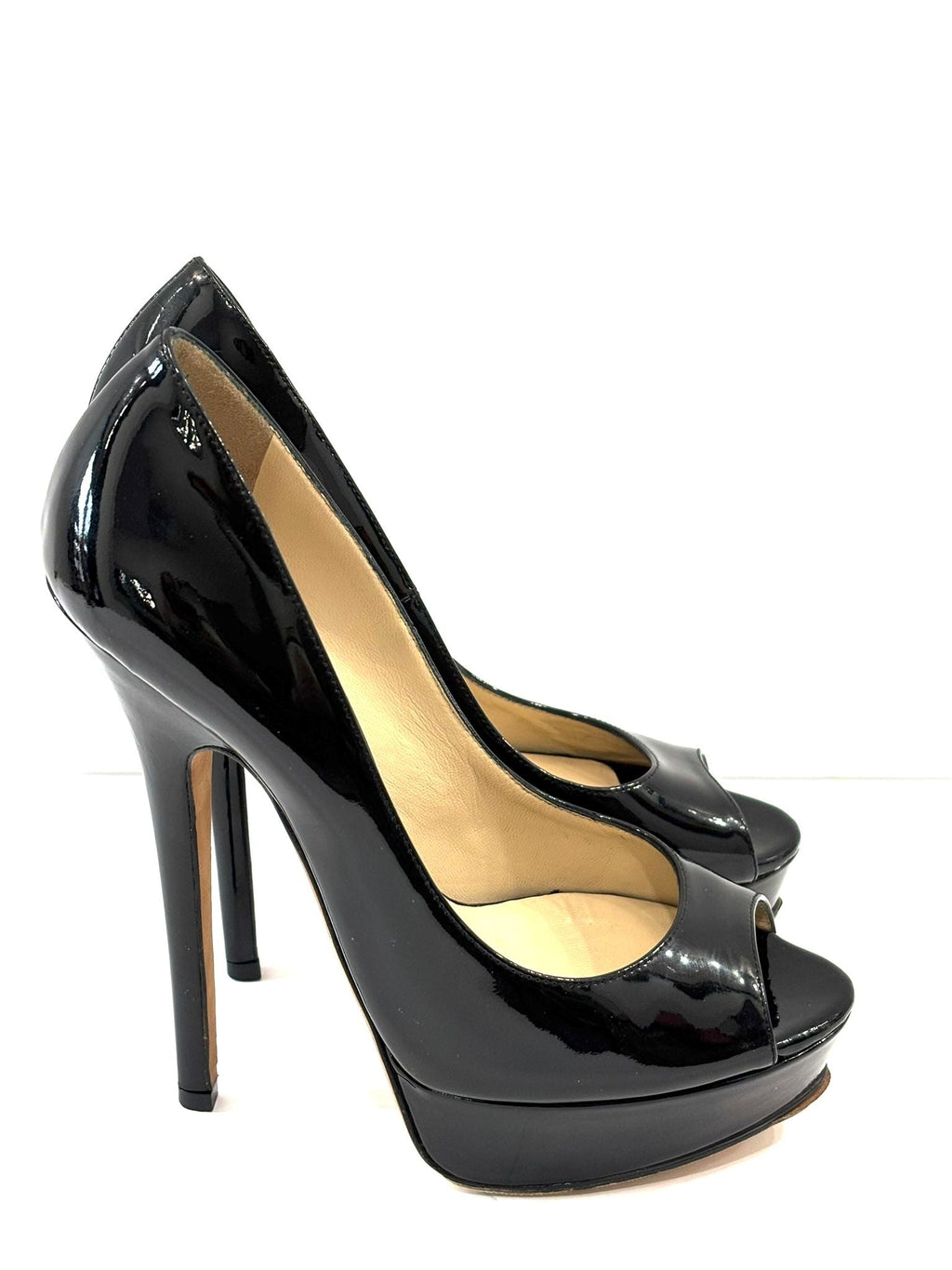 JIMMY CHOO LUNA 120 PEEP TOE PLATFORM PUMPS