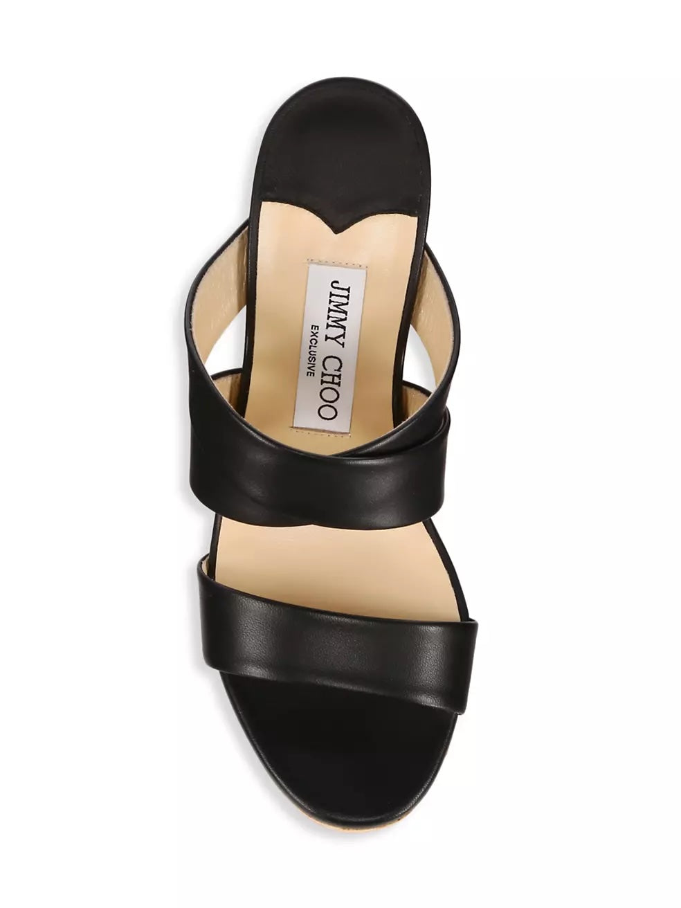 JIMMY CHOO SUE CALFSKIN LEATHER CORK WEDGE HEEL MULES