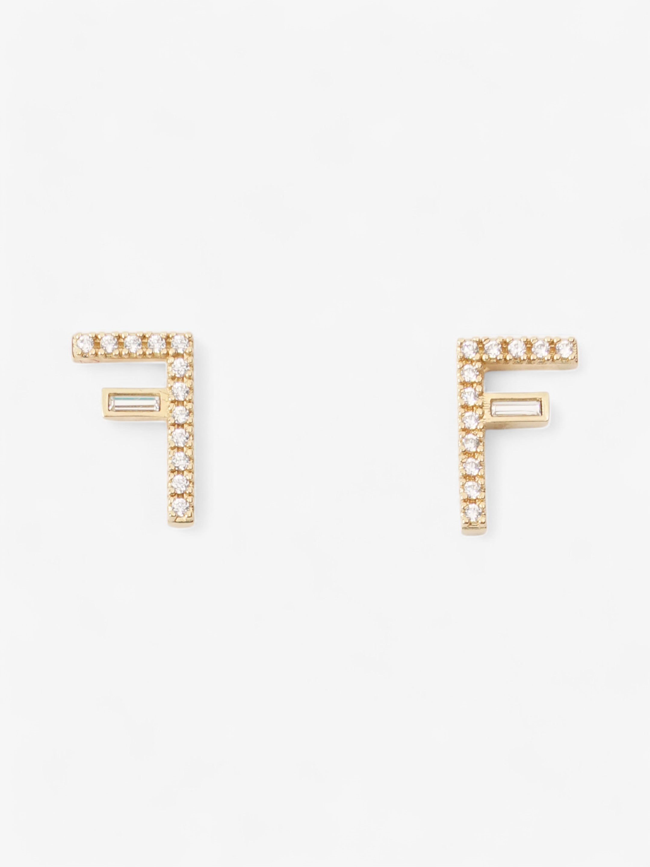 Fendi F Crystal Earrings Gold / White Base Metal