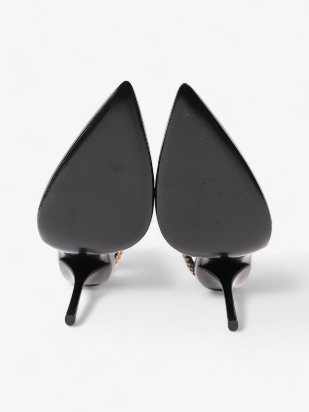 Gucci Vernice Crystal Heels 100mm Black / Gold Nappa Leather EU 37 UK 4