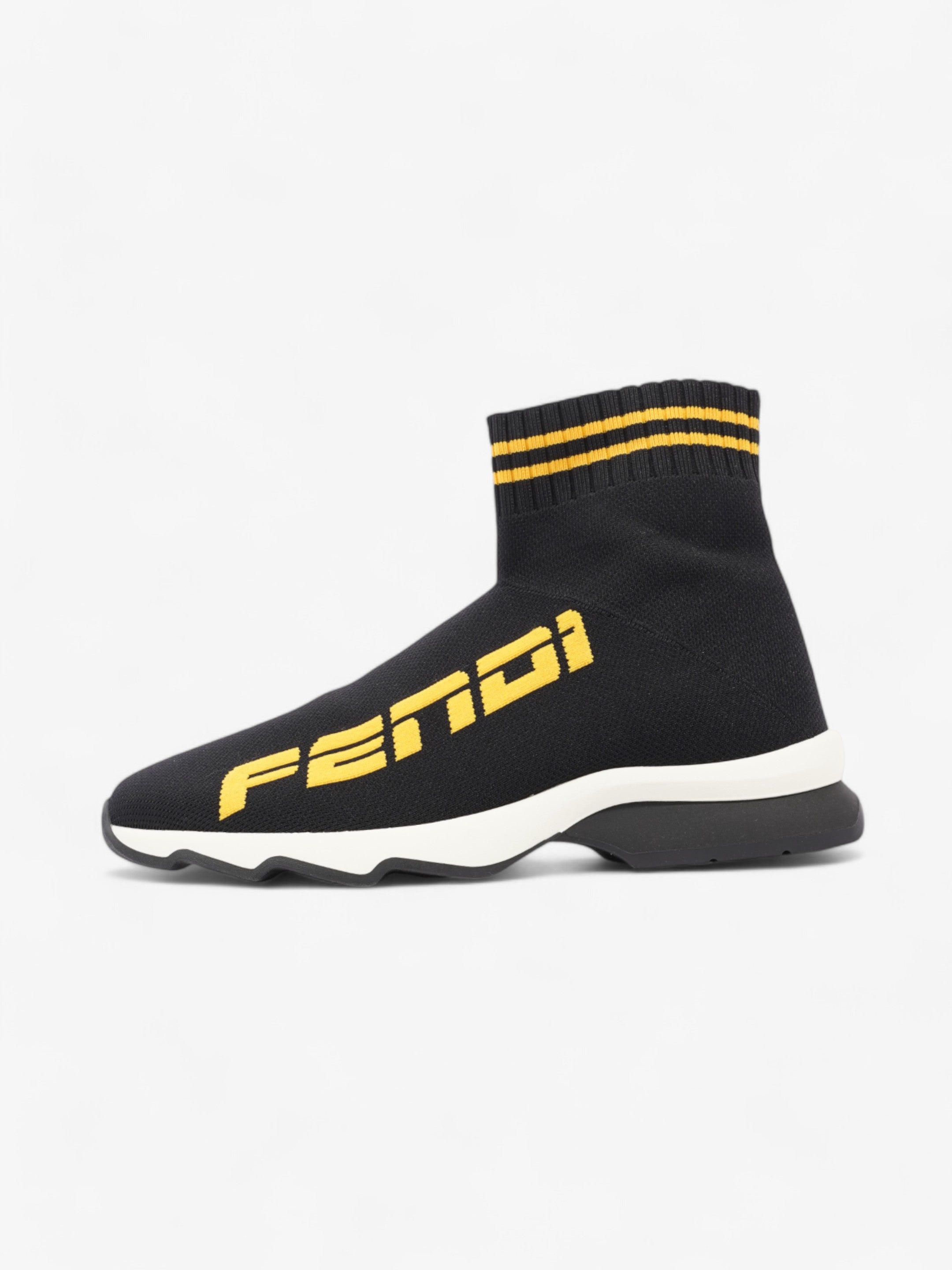 Fendi Rockoko Sock Sneakers Black / Yellow Cotton EU 38 UK 5