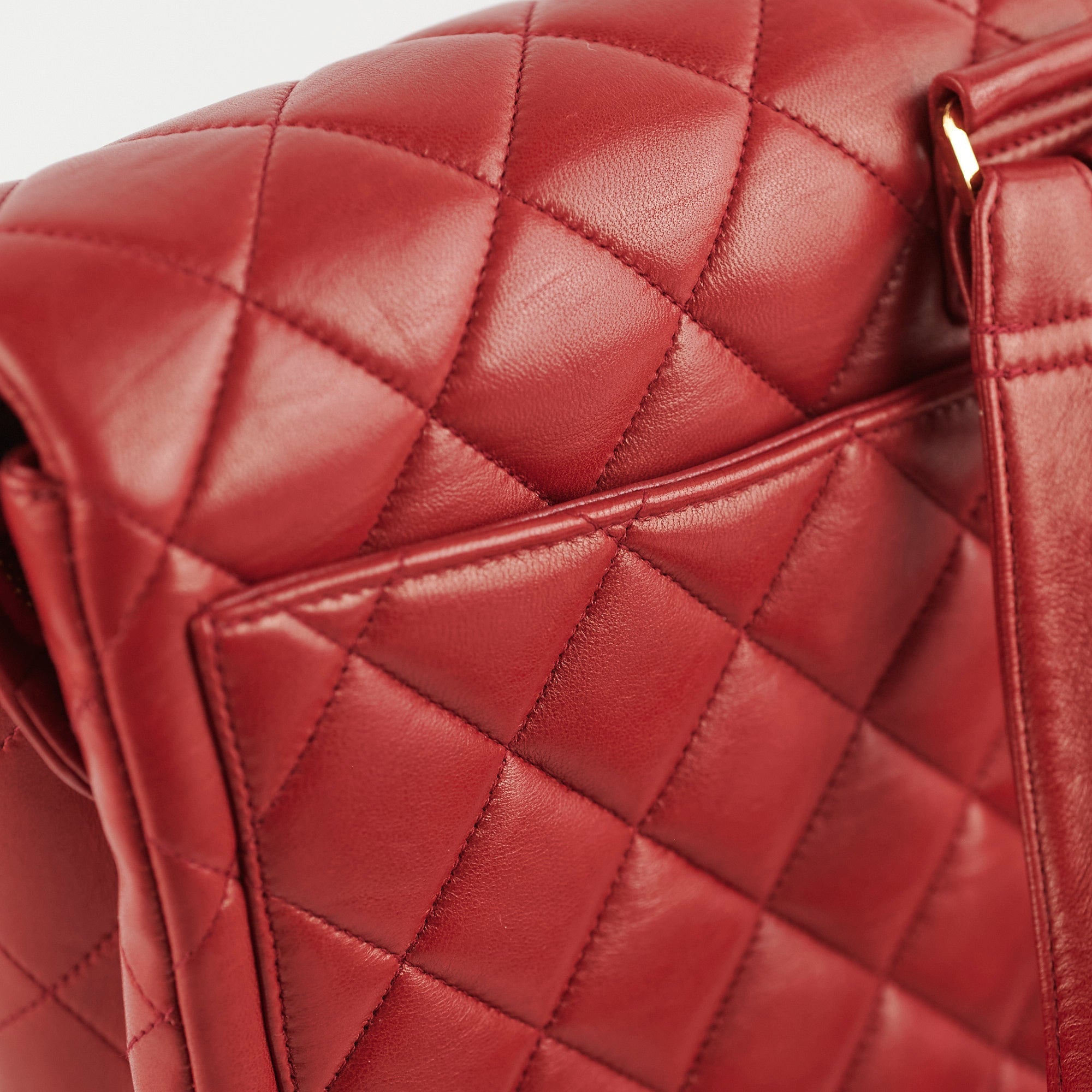 Chanel Vintage Lambskin Backpack Red