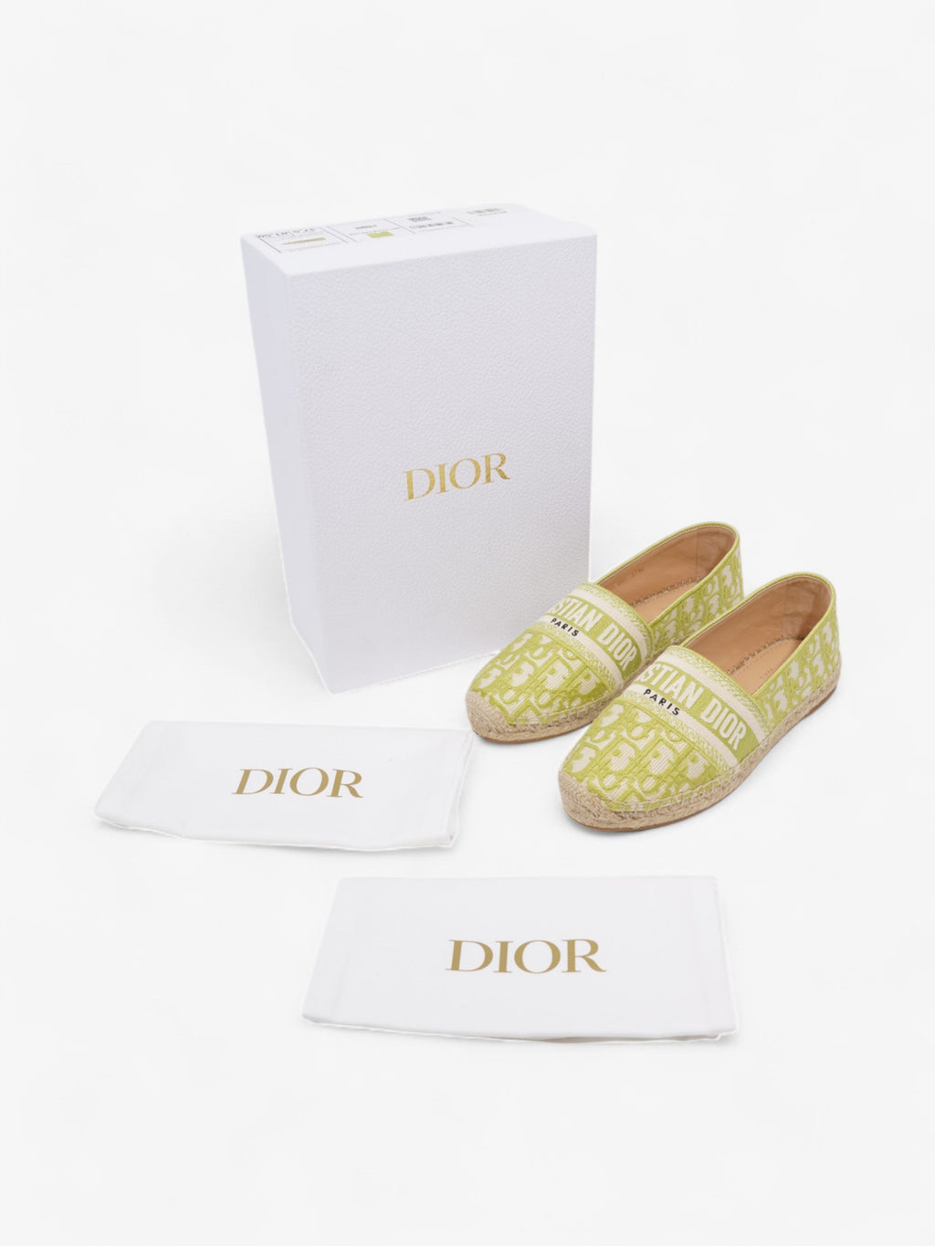 Christian Dior Granville Lime Cotton EU 37.5 UK 4.5