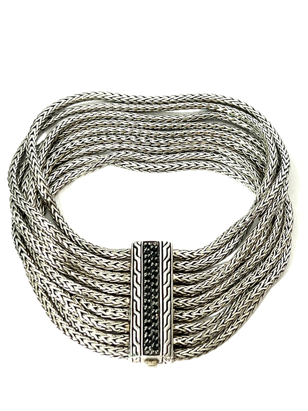 JOHN HARDY BLACK SAPPHIRE MULTI STRAND STERLING SILVER BRACELET