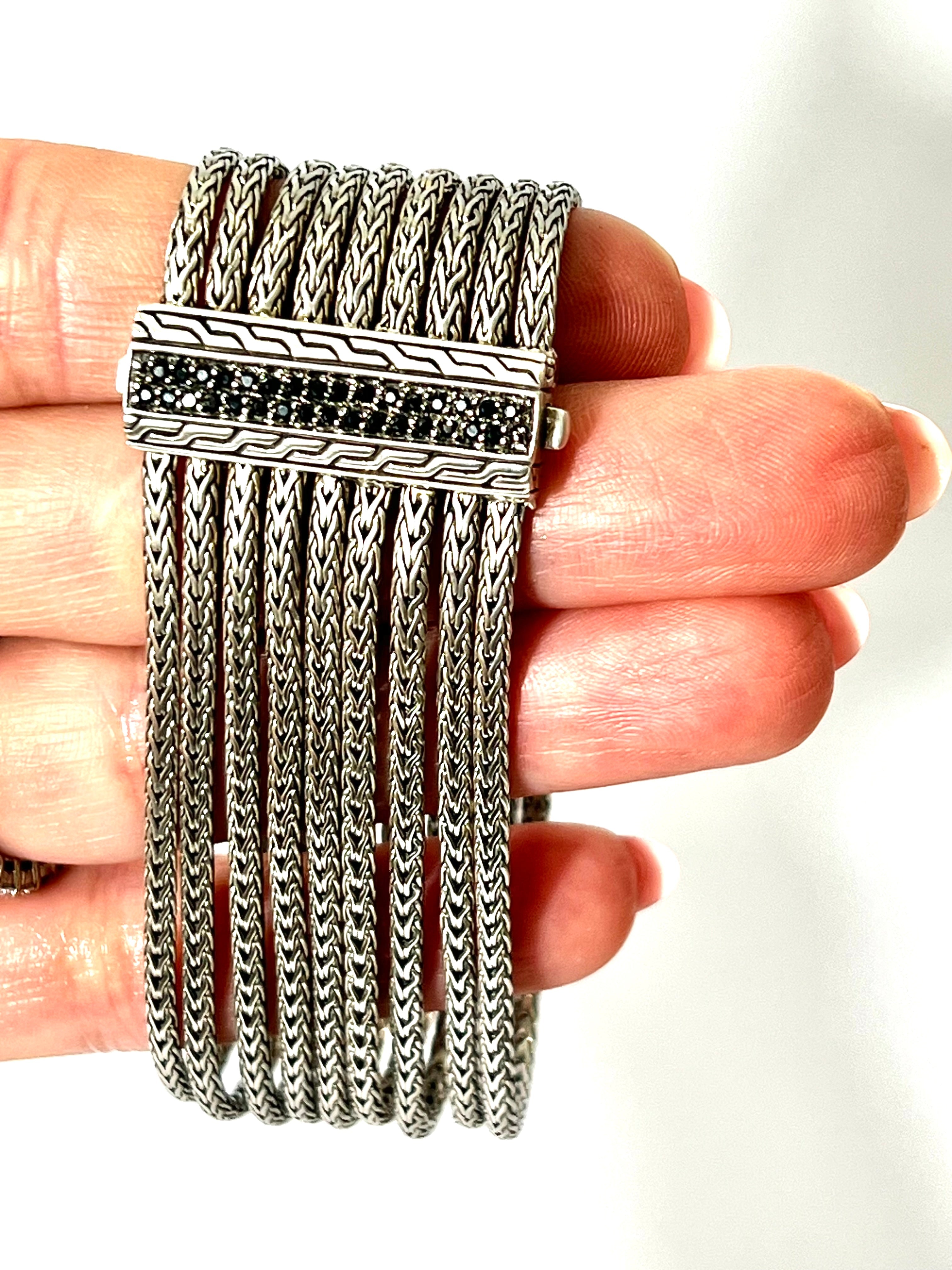 JOHN HARDY BLACK SAPPHIRE MULTI STRAND STERLING SILVER BRACELET