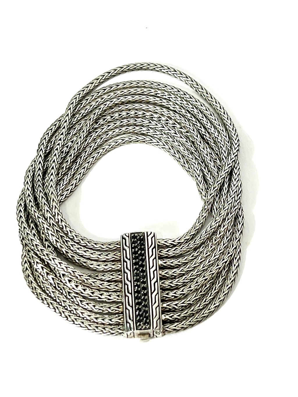 JOHN HARDY BLACK SAPPHIRE MULTI STRAND STERLING SILVER BRACELET