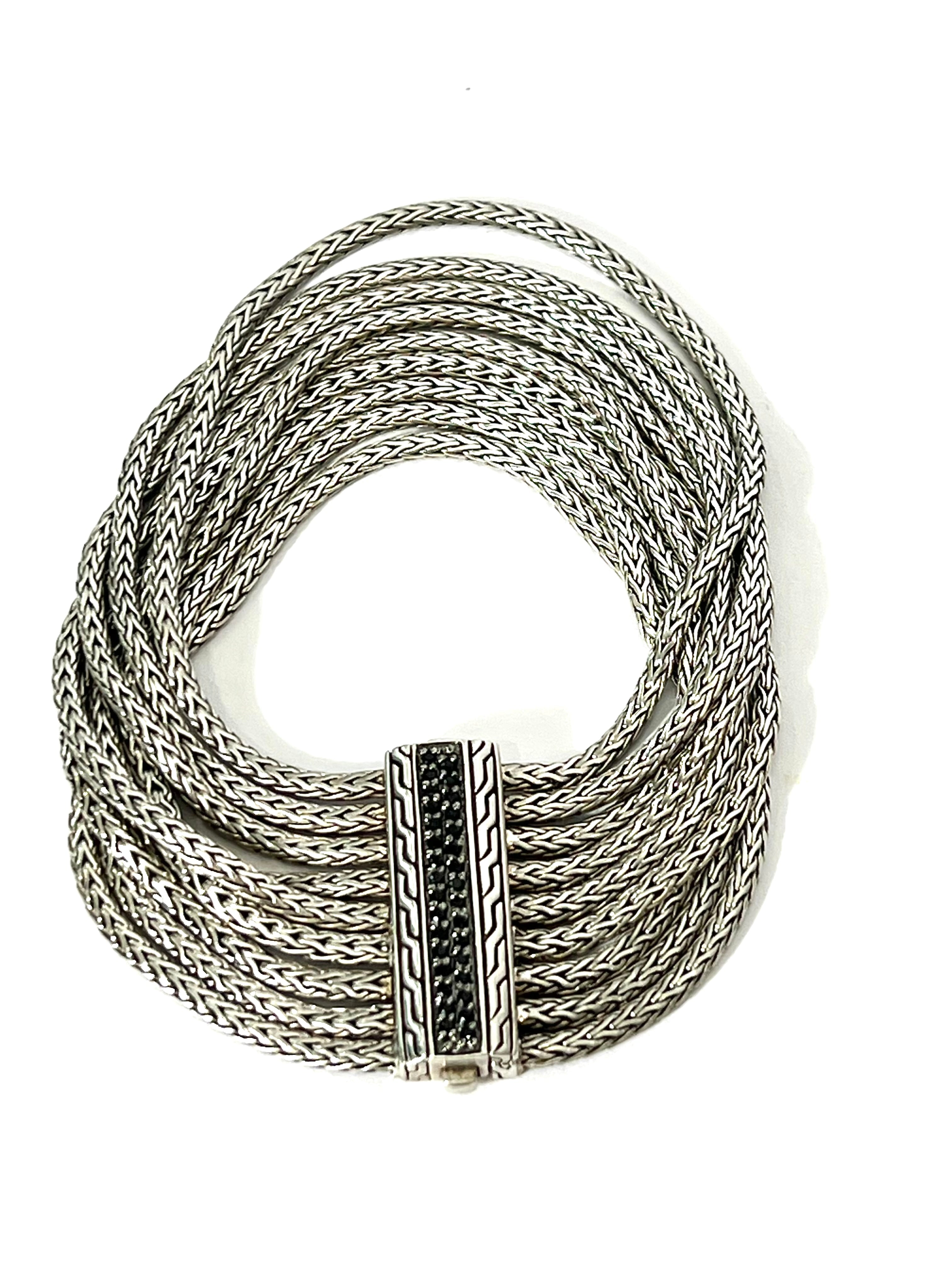 JOHN HARDY BLACK SAPPHIRE MULTI STRAND STERLING SILVER BRACELET