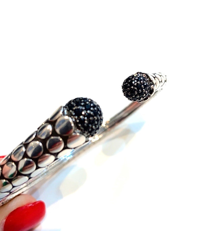 JOHN HARDY SAPPHIRE SPINAL DOT KICK CUFF BRACELET
