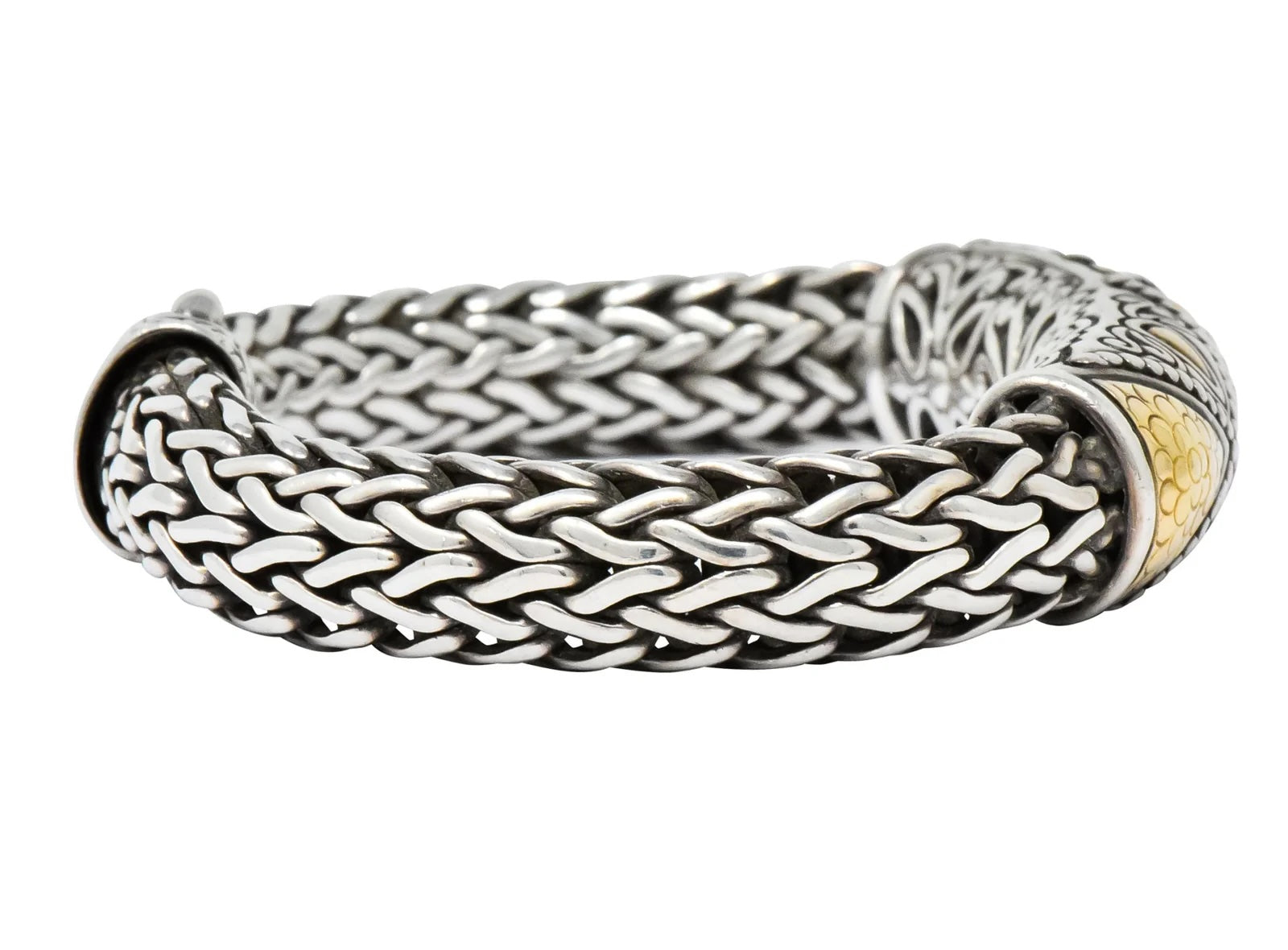 JOHN HARDY STERLING SILVER 18K GOLD DOT STATION BRACELET
