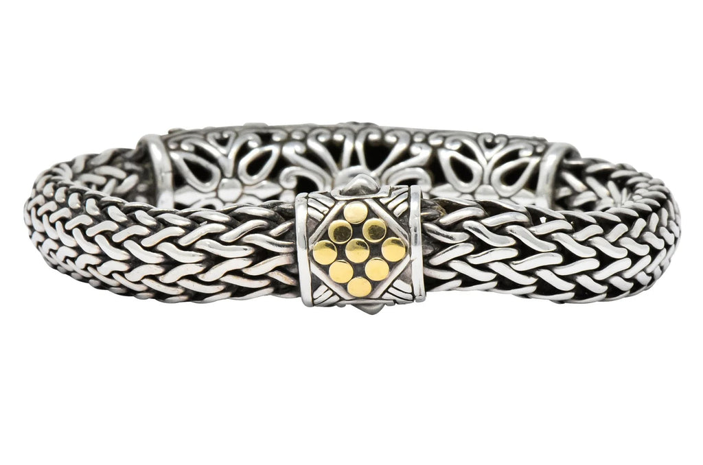 JOHN HARDY STERLING SILVER 18K GOLD DOT STATION BRACELET
