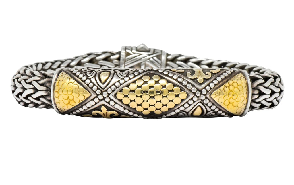 JOHN HARDY STERLING SILVER 18K GOLD DOT STATION BRACELET