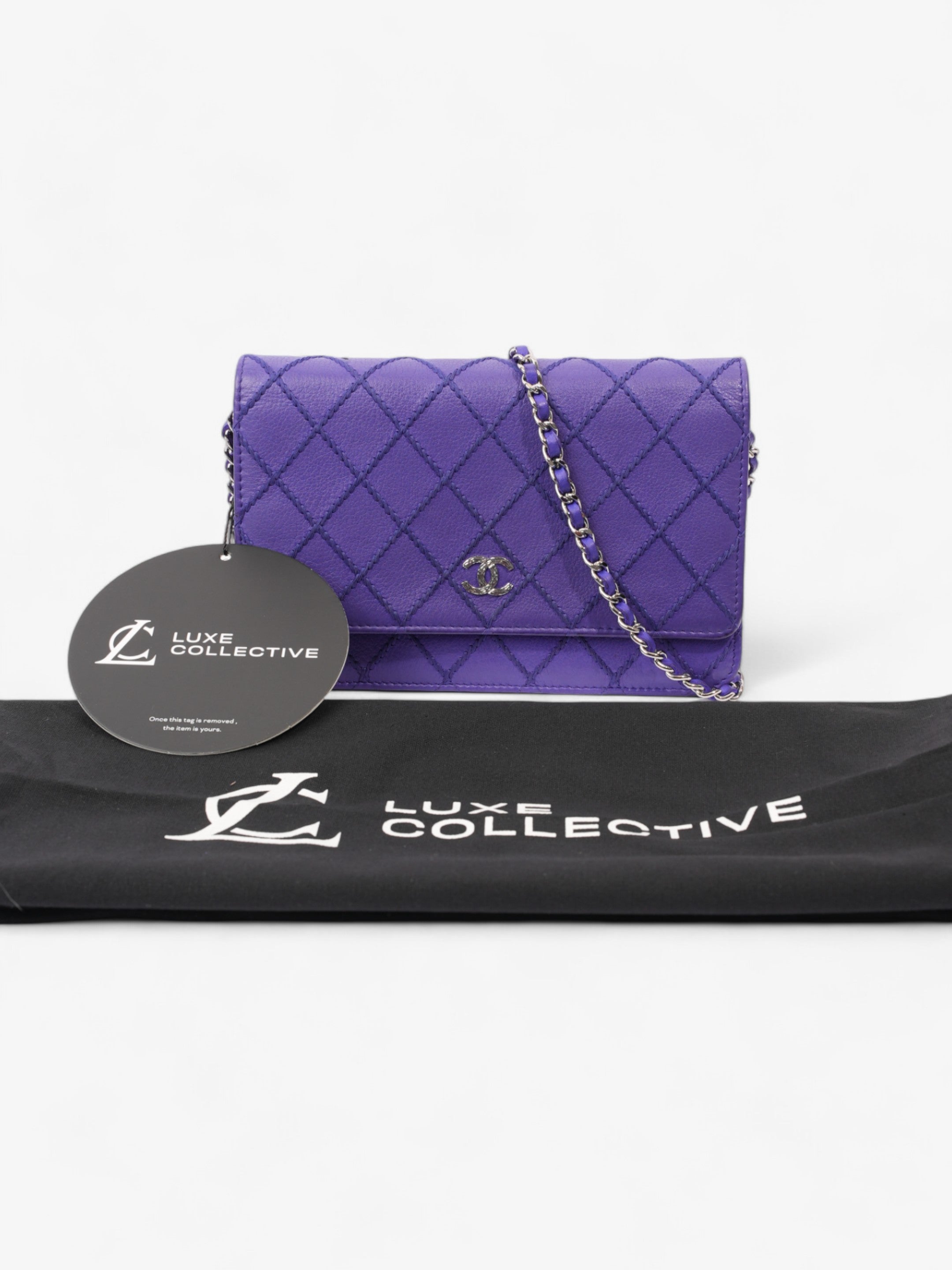 Chanel CC Fancy Wallet On Chain Cobalt Blue Calfskin Leather