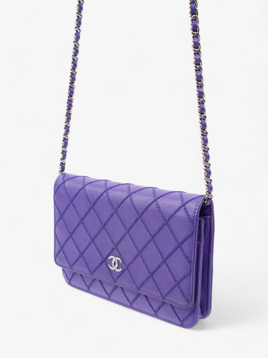 Chanel CC Fancy Wallet On Chain Cobalt Blue Calfskin Leather