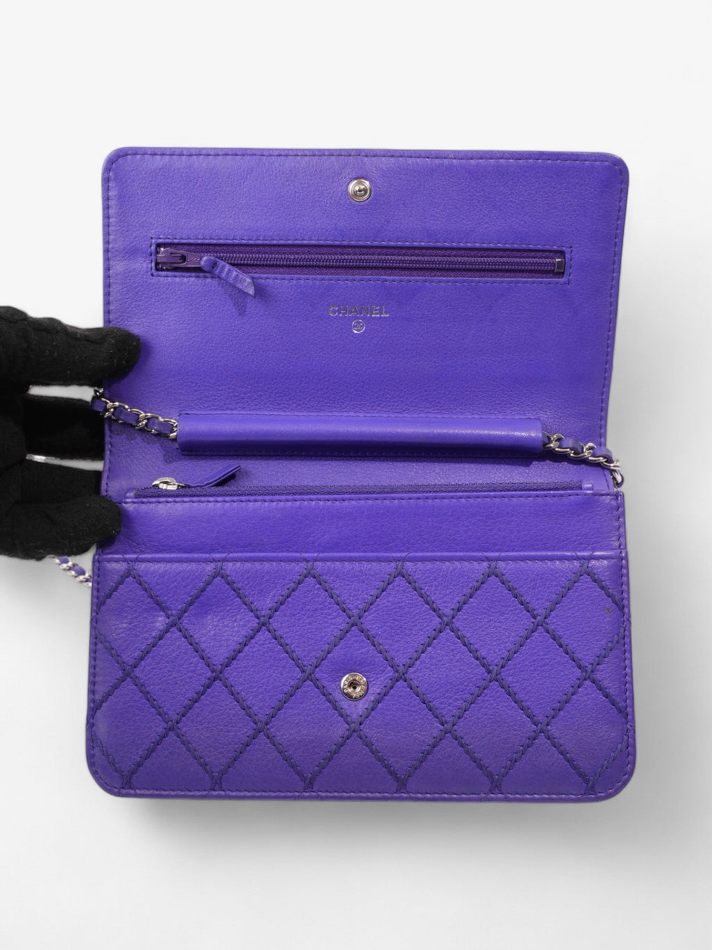 Chanel CC Fancy Wallet On Chain Cobalt Blue Calfskin Leather