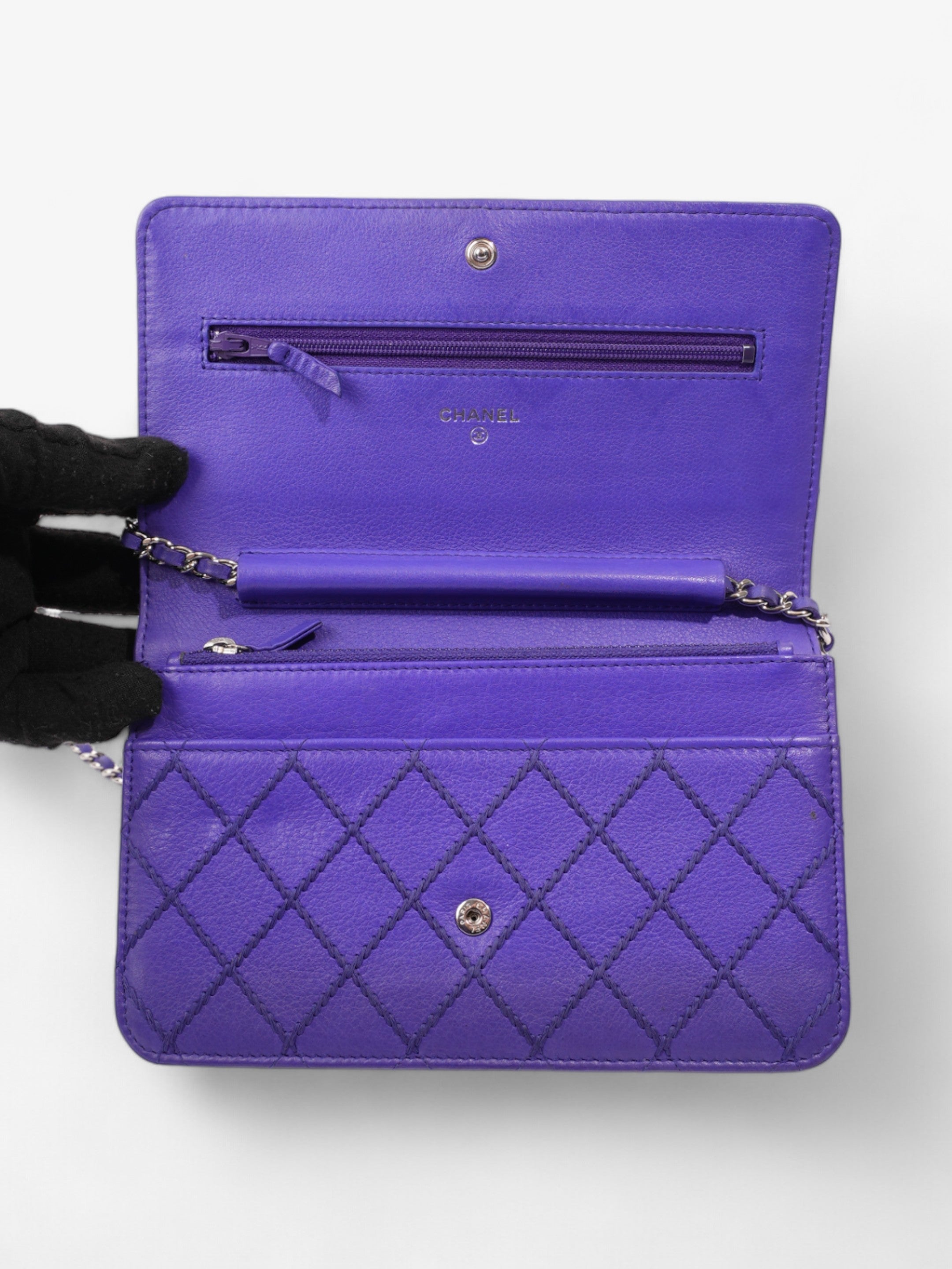 Chanel CC Fancy Wallet On Chain Cobalt Blue Calfskin Leather