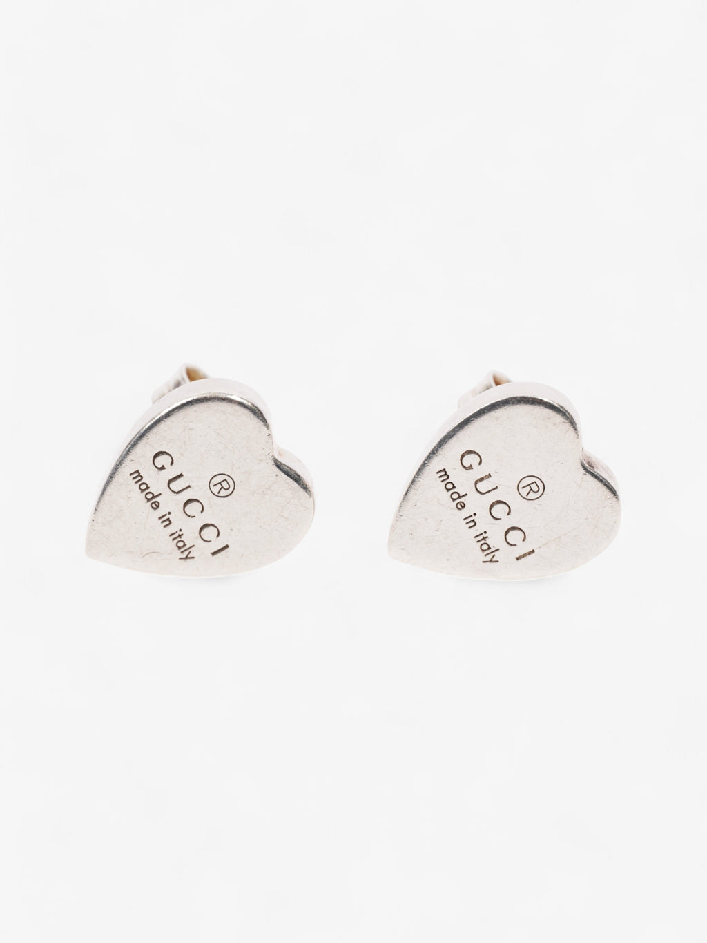 Gucci Trademark Heart Earrings Silver Silver Sterling