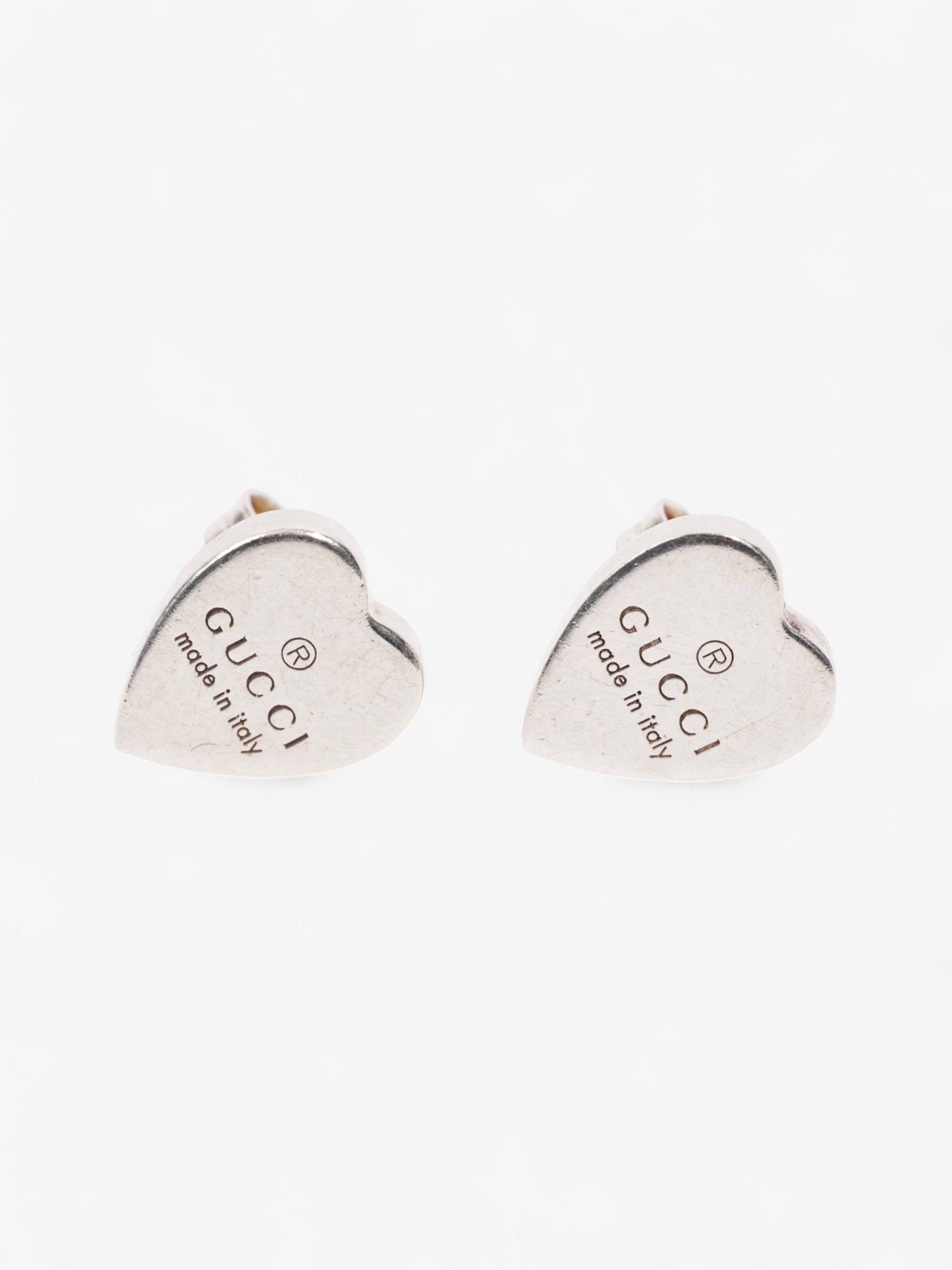 Gucci Trademark Heart Earrings Silver Silver Sterling