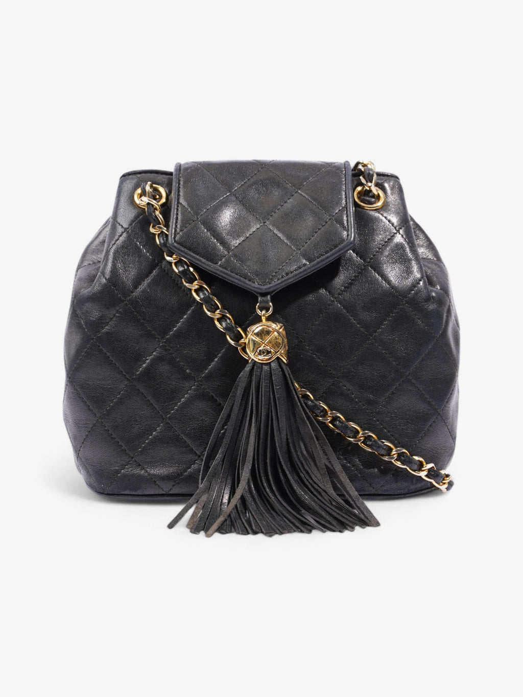 Chanel Classic Flap Tassel Black Lambskin Leather