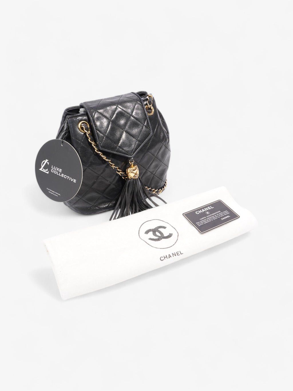 Chanel Classic Flap Tassel Black Lambskin Leather