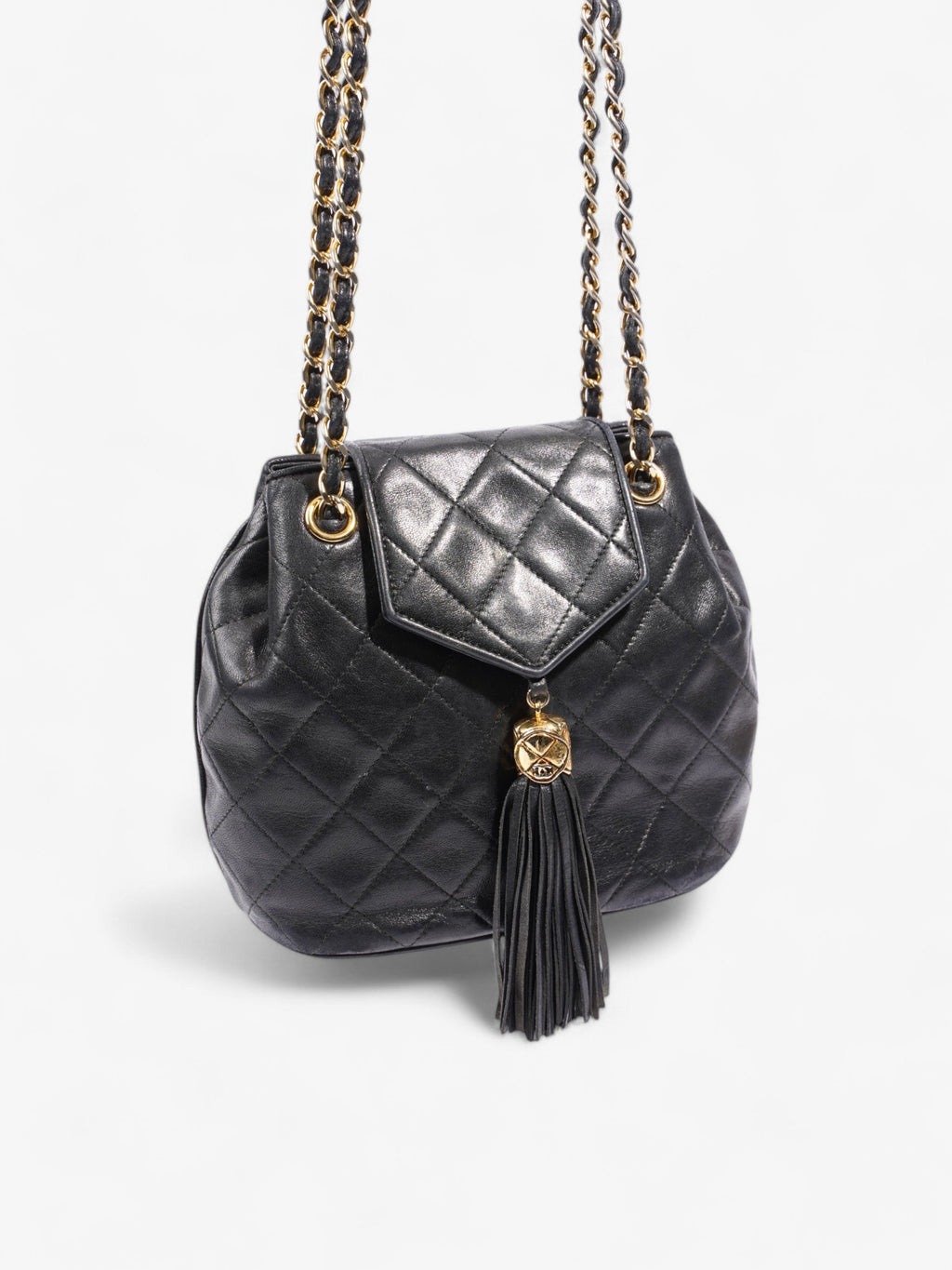 Chanel Classic Flap Tassel Black Lambskin Leather