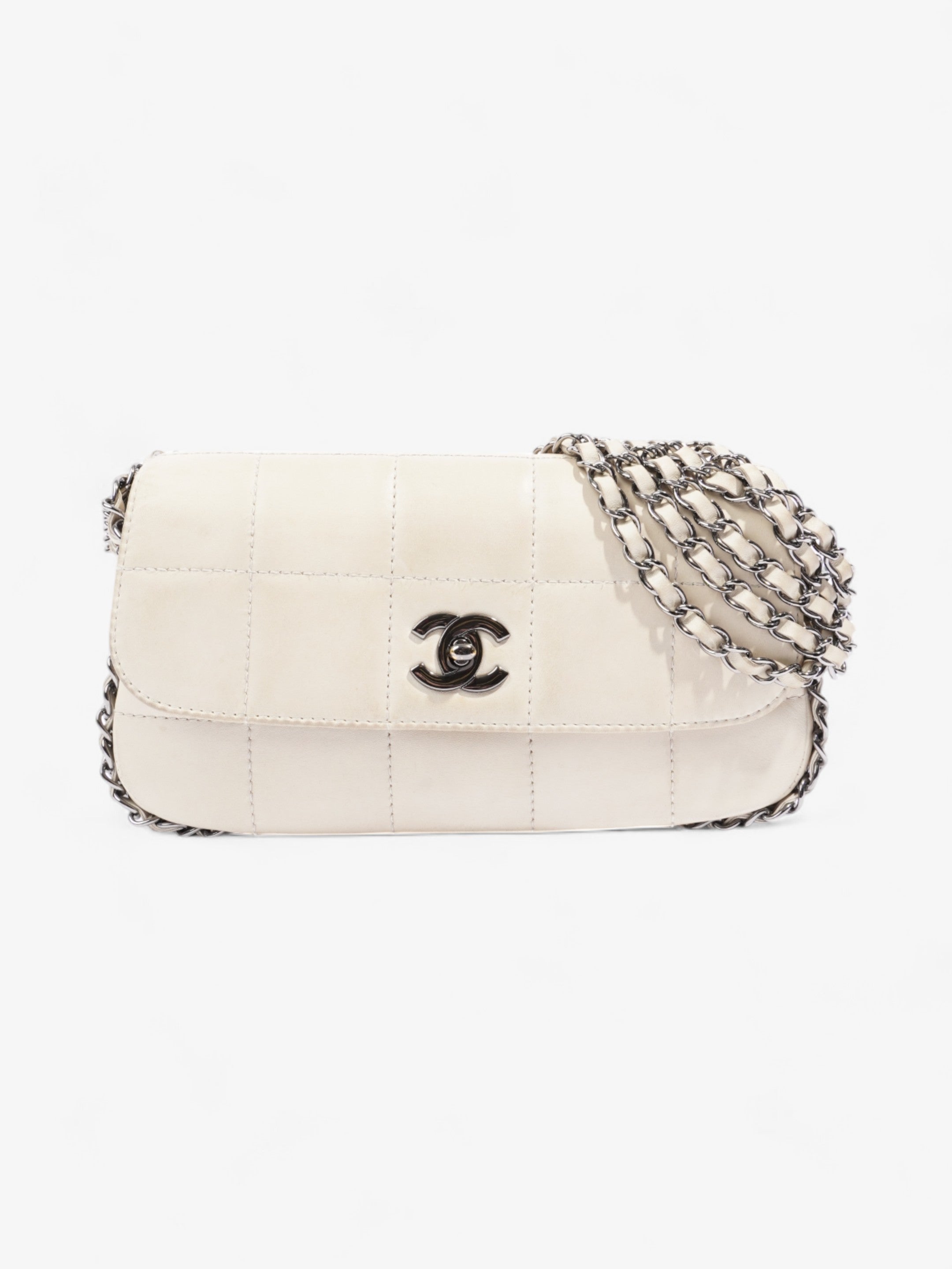 Chanel Chocolate Bar 5 Chain Bag Cream Lambskin Leather