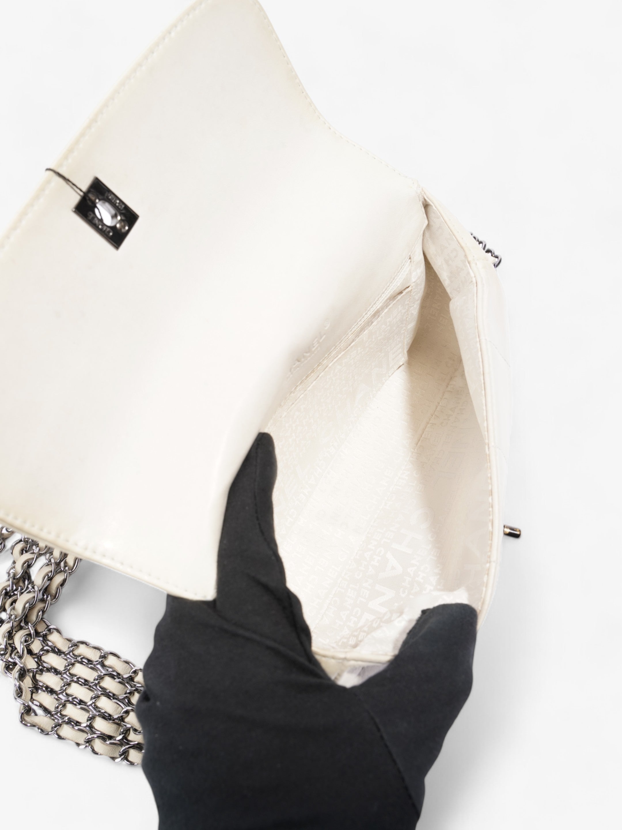 Chanel Chocolate Bar 5 Chain Bag Cream Lambskin Leather