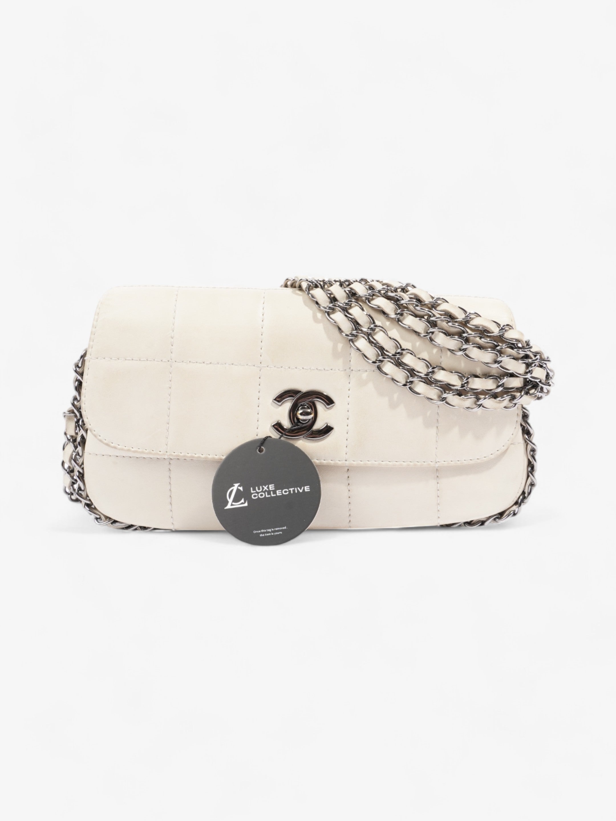 Chanel Chocolate Bar 5 Chain Bag Cream Lambskin Leather