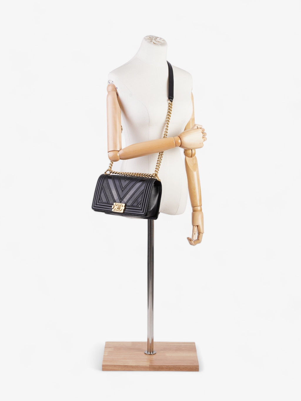 Chanel Boy Black Calfskin Leather Medium