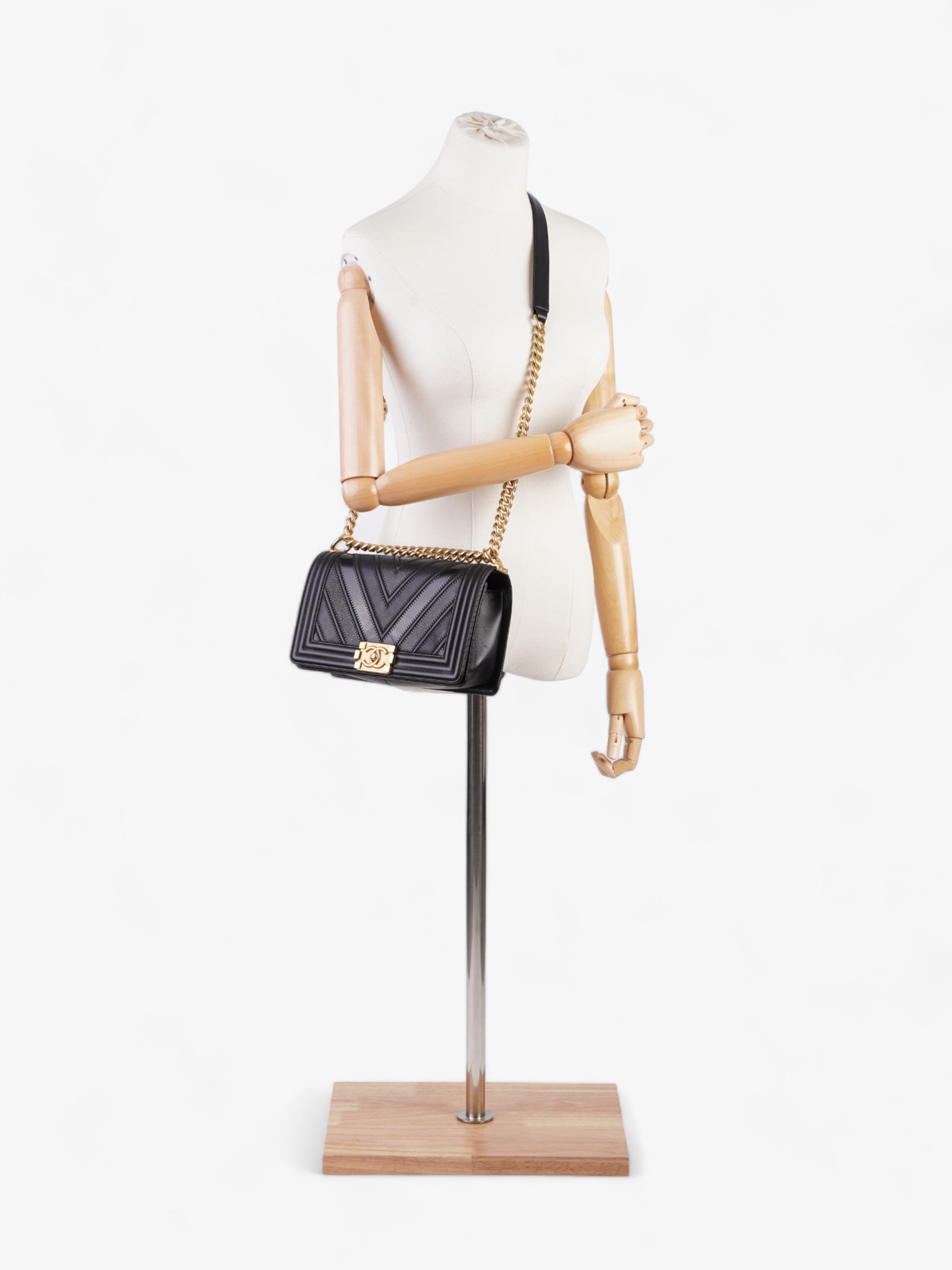 Chanel Boy Black Calfskin Leather Medium