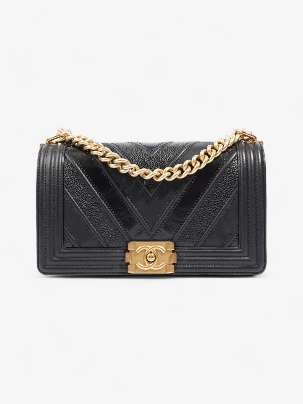 Chanel Boy Black Calfskin Leather Medium